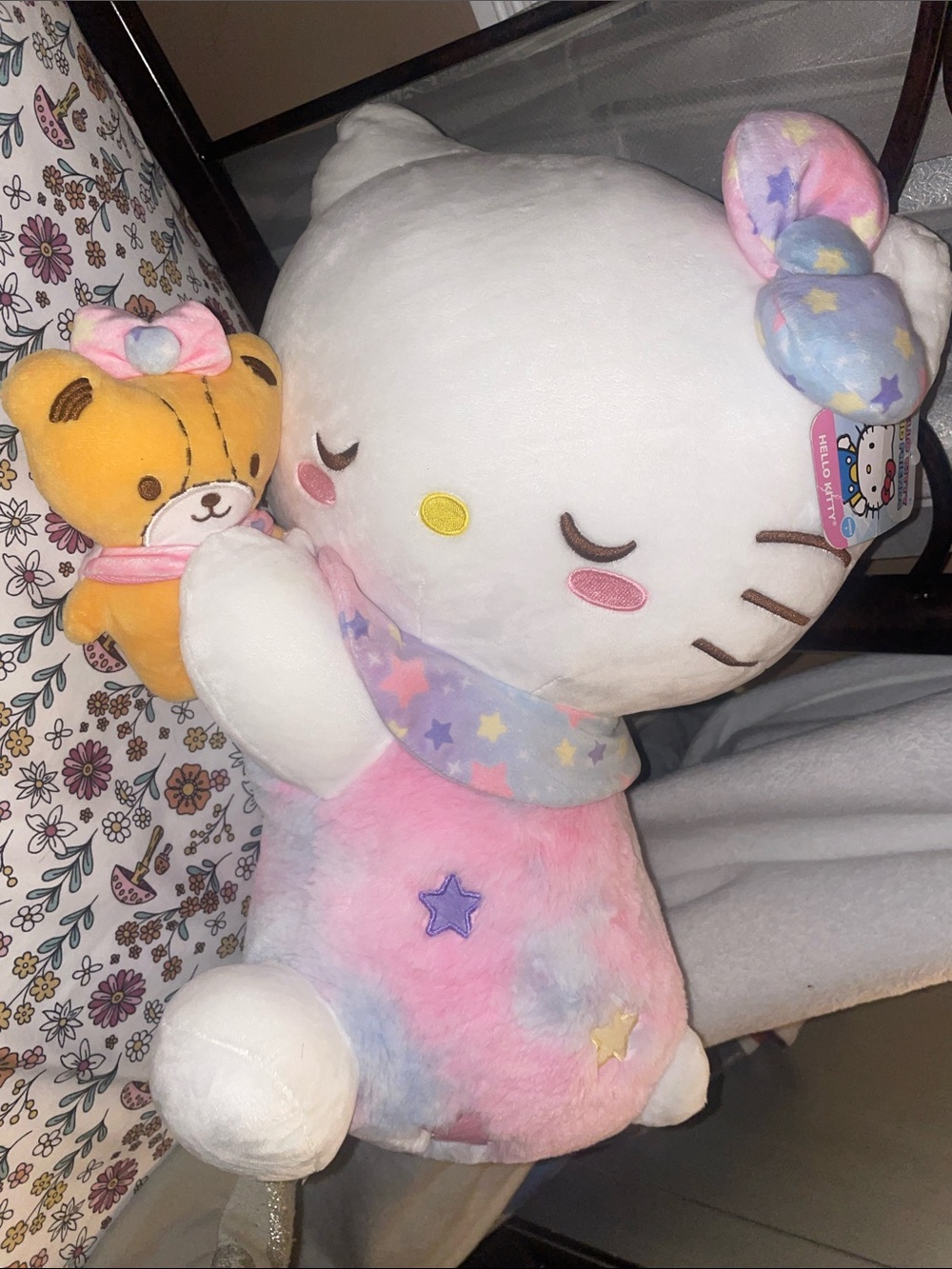 Sanrio Hello Kitty Pastel Star Plush with Mini Bear